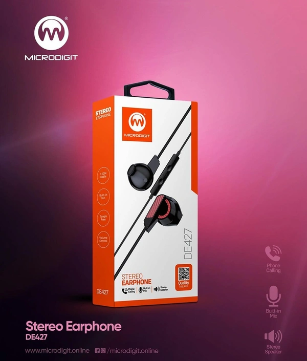 Microdigit DE427 Stereo Earphone  - Black