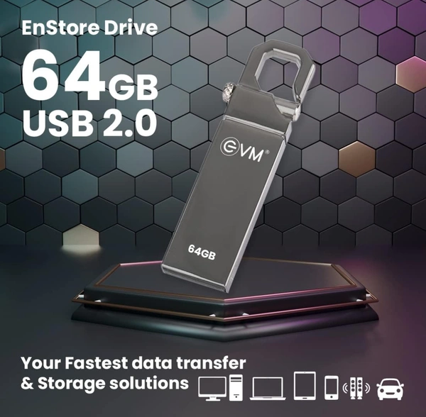 EVM EnStore 64GB Metal Pendrive  - Silver