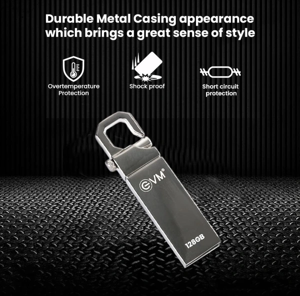 EVM EnStore 128GB Metal Pendrive  - Silver