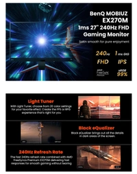 BenQ MOBIUZ EX270M 27"(68cm) HDR IPS 240Hz Gaming Monitor - Metalic Gray