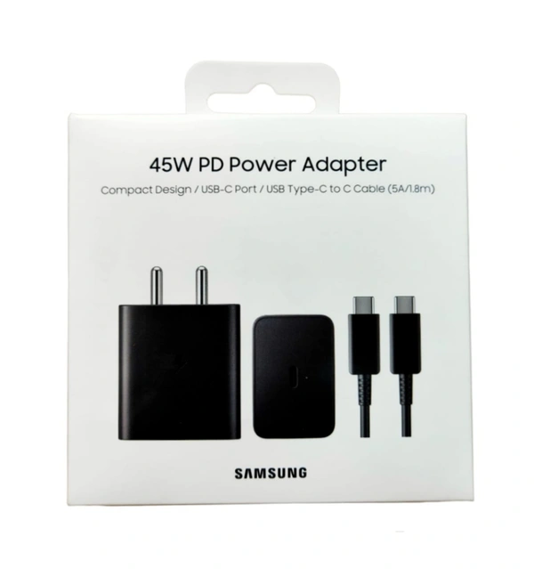 Samsung Original 45W Power Adapter with Type C to C Cable - Black