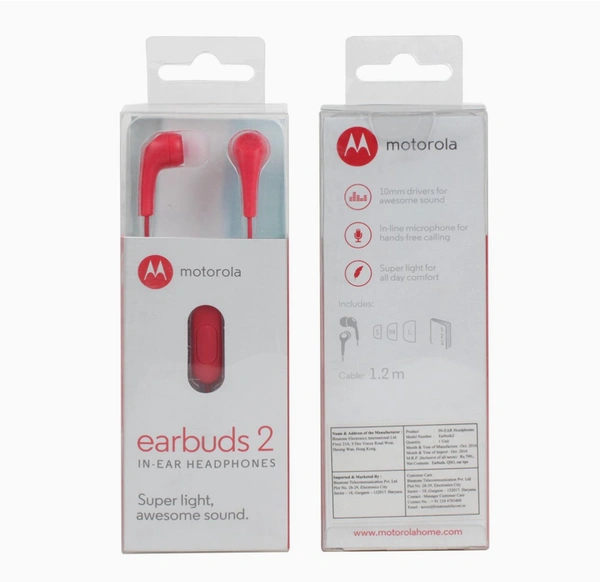 Motorola Earbuds 2 Wired Earphones - Red