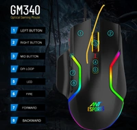 Ant Esports GM340 Wired Optical Gaming Mouse  - Black