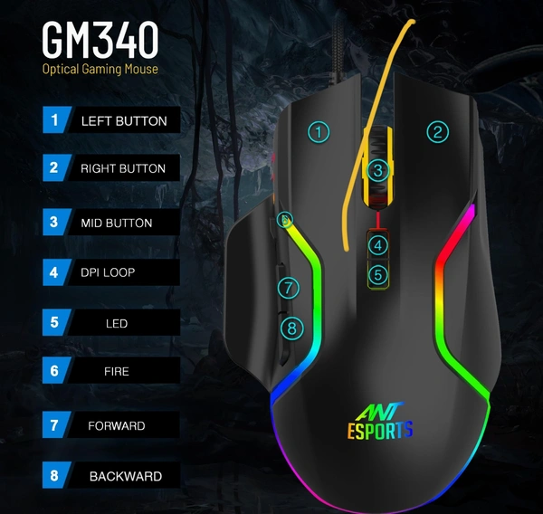 Ant Esports GM340 Wired Optical Gaming Mouse  - Black