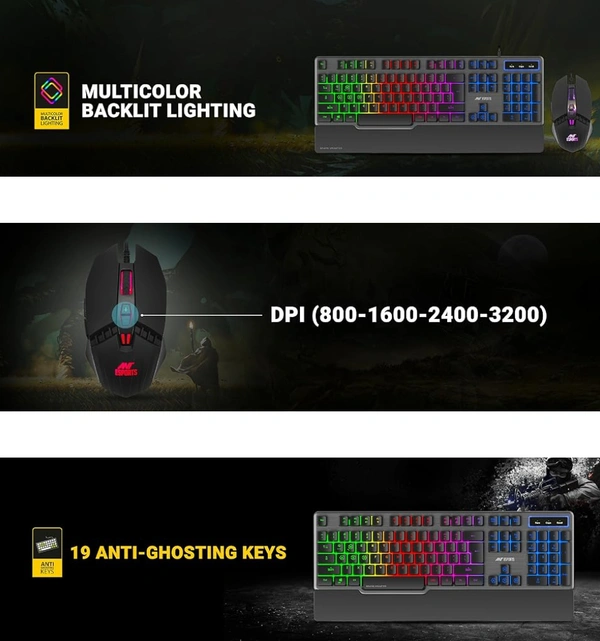 Ant Esports KM540 Gaming Backlit Wired Keyboard and Mouse Combo