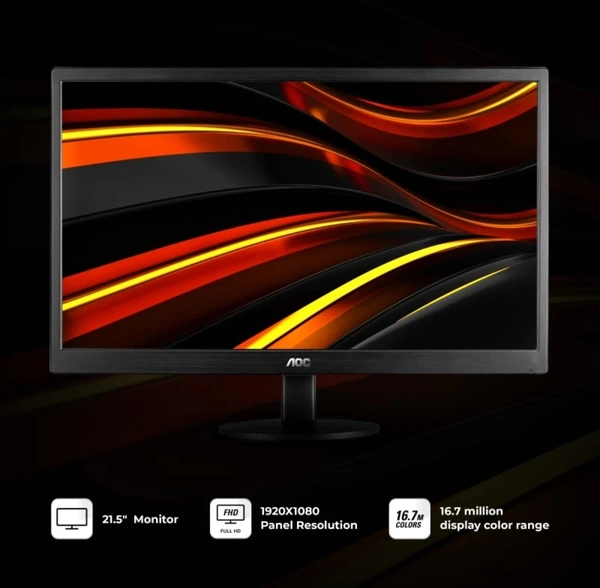 AOC E2270SWHN 21.5" (54.61 Cm) LED 1920 x 1080 Pixels Monitor  - Black