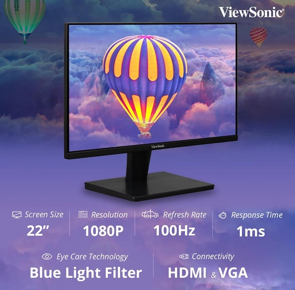 Viewsonic  ViewSonic VA2215-H 22 Inch Full HD 1080p LED AMD Freesync Monitor  - Black