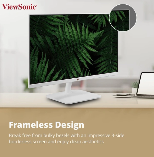 Viewsonic  ViewSonic VA2432-H-W 24 Inch Full HD IPS 3 Side Bezel Less White Monitor  - White