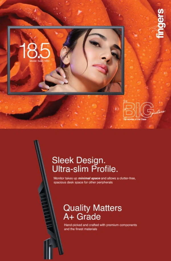Fingers  FINGERS Satin-1850 LED (18.5”) with 1366 x 768 FHD Monitor - Black