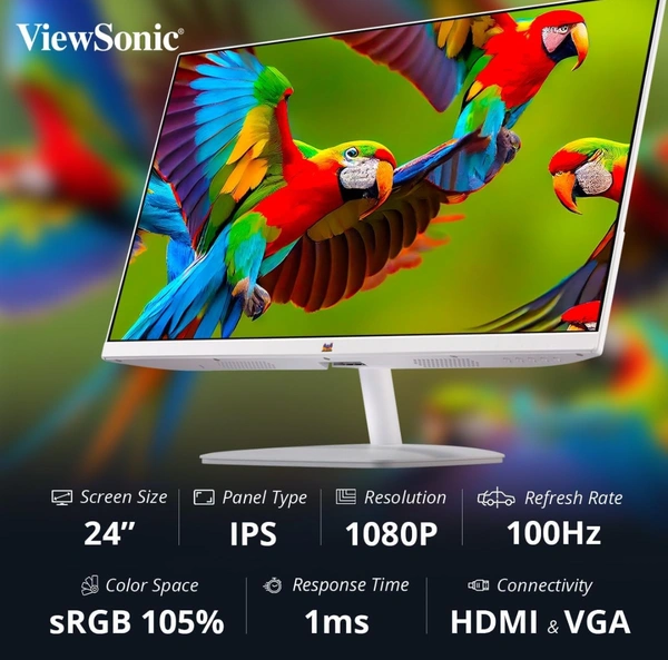 Viewsonic  ViewSonic VA2432-MH-W 24 Inch Full HD IPS White Slim Monitor  - White