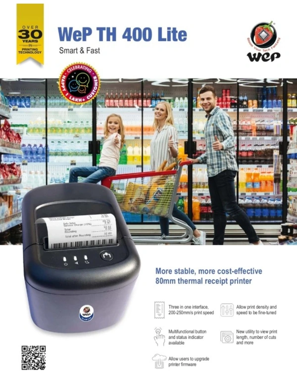 Wepsol WEP TH 400 Lite Thermal Receipt Printer  - Black