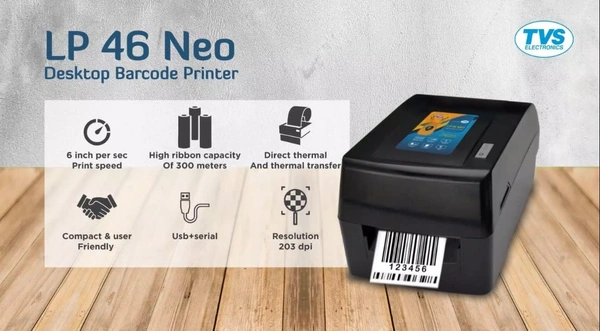 TVS ELECTRONICS LP 46 Neo Barcode Label Printer - Black