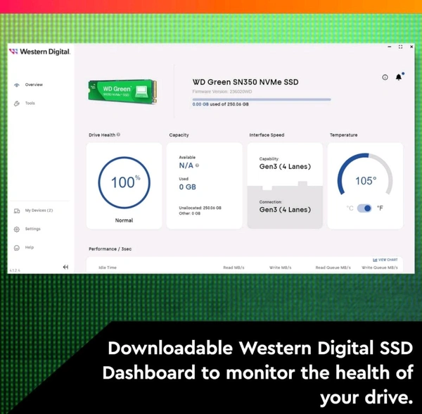 Western Digital  SSD WD SN350 500gb Green Pcie Gen3 Nvme 