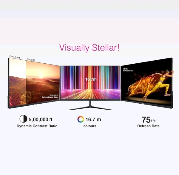 Fingers  FINGERS The Big Picture LED 21.45 (51.48cm) FHD Ultra-Slim & Frameless Monitor - Black