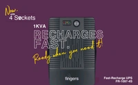 FINGERS  UPS Fingers FR-1097-4S Fast-Recharge 1000VA - Black