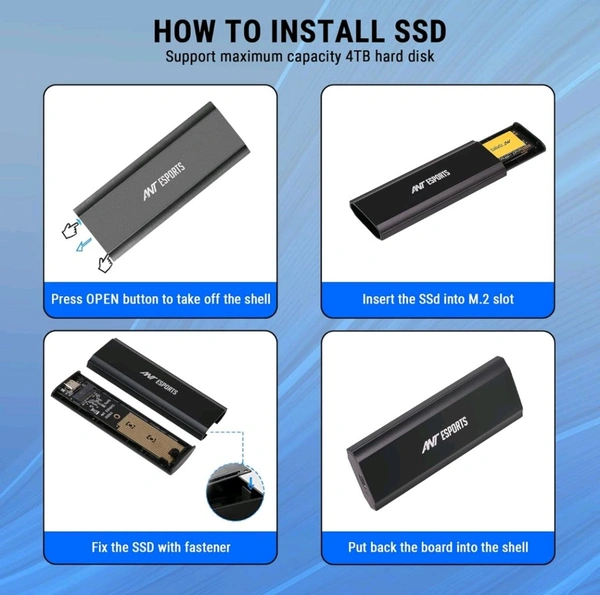 Ant Esports AENE201 M.2 NGFF & NVMe SSD Enclosure USB 3.1 - Black