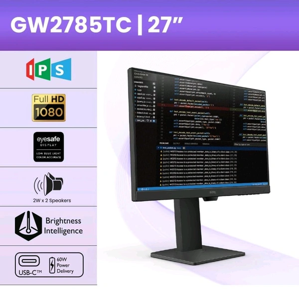 BenQ GW2785TC 27" IPS Full HD Ultra-Slim Bezel Monitor - Black