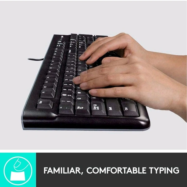 Logitech MK120 Wired USB Keyboard and Mouse - Black