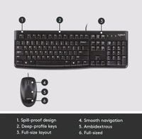 Logitech MK120 Wired USB Keyboard and Mouse - Black