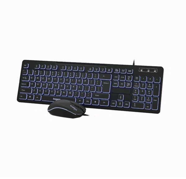 Fingers  FINGERS Magnifico Duo Wired Backlit Deskset Combo Keyboard & Mouse - Black