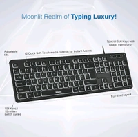 Fingers  FINGERS Magnifico Duo Wired Backlit Deskset Combo Keyboard & Mouse - Black