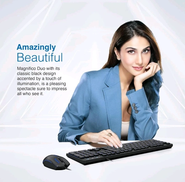 Fingers  FINGERS Magnifico Duo Wired Backlit Deskset Combo Keyboard & Mouse - Black