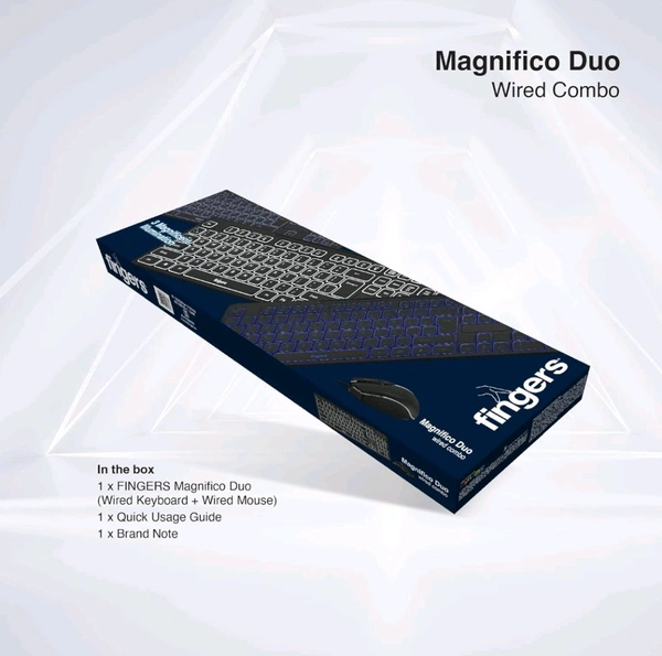 Fingers  FINGERS Magnifico Duo Wired Backlit Deskset Combo Keyboard & Mouse - Black