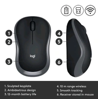 Logitech M185 Wireless USB Mouse - Gray