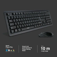 Fingers  FINGERS Duo-Recharge Wireless Deskset Mouse + Keyboard Combo - Black