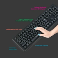 Fingers  FINGERS Duo-Recharge Wireless Deskset Mouse + Keyboard Combo - Black