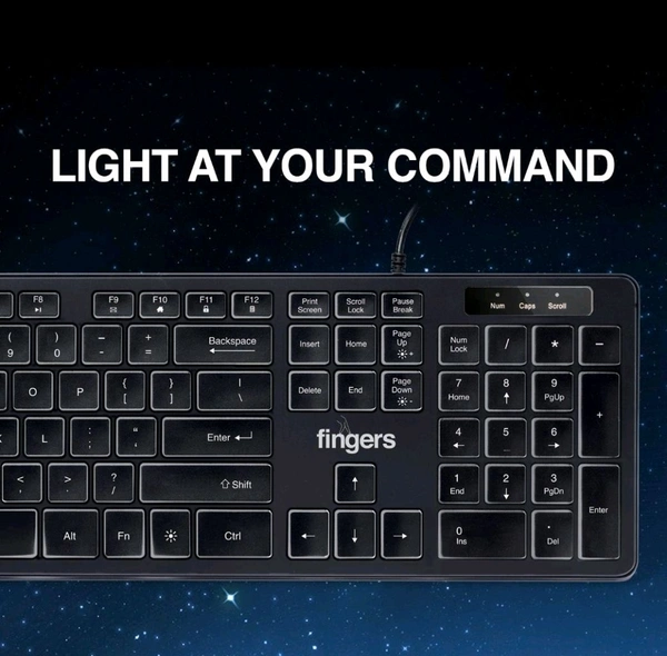 Fingers  FINGERS Magnifico Moonlit Wired USB Keyboard 