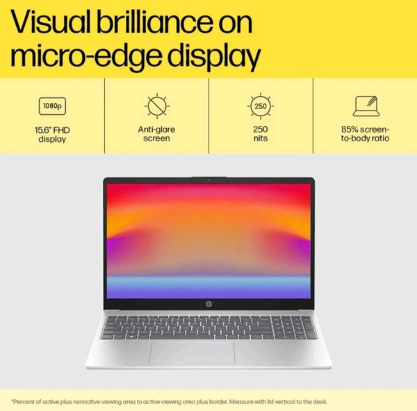 HP 15 Laptop 13th Gen Intel Core i3-1315U, 8GB DDR4, 512GB SSD, (Win 11, Office 21, Anti-Glare, Micro-Edge, 15.6" FHD , Intel UHD Graphics - Silver