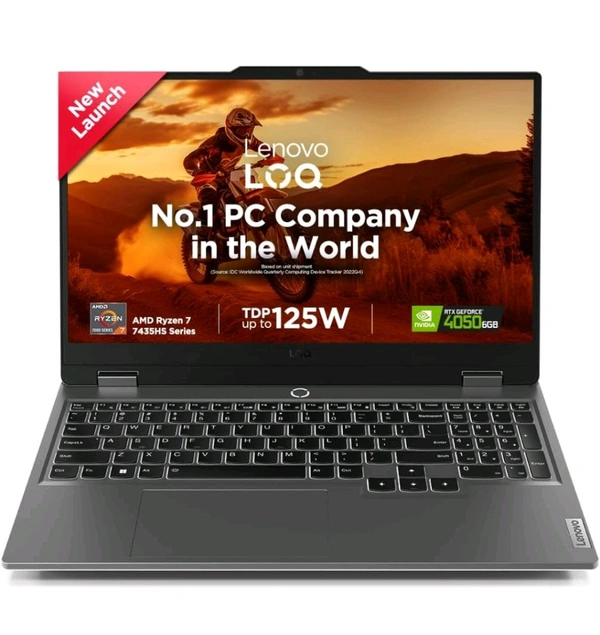 LENOVO  Lenovo LOQ 2024 AMD Ryzen 7 7435HS, NVIDIA RTX 4050-6GB, 24GB RAM, 512GB SSD, 15.6" Windows 11, 100% sRGB, Game Pass Gaming Laptop - Gray