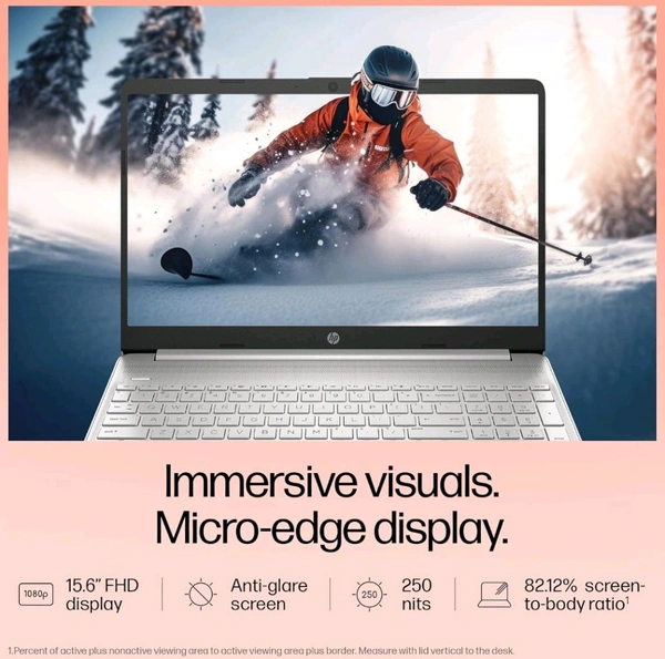 HP 15s, 12th Gen Intel Core i5-1235U, 8GB DDR4, 512GB SSD, (Win 11, Office 21, 15.6" FHD Laptop, Intel UHD Graphics - Silver