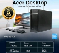ACER COMPUTER ACER  (I3/12100/16GB/512SSD/DOS) UD.30KSI.0JK/5 Year Warranty  - Black