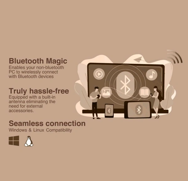 Fingers FINGERS FWF602-BT Dual Band USB Adapter Dual Band 2.4 GHz & 5 GHz, Dual Connectivity Bluetooth & Wi-Fi