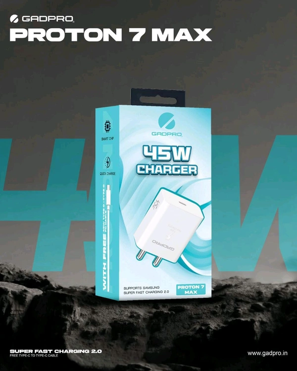 Gadpro PROTON 7 MAX 45W Type-C to C PD Charger - White