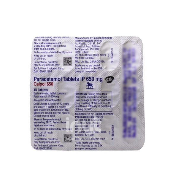 CALPOL 650MG - 15TAB