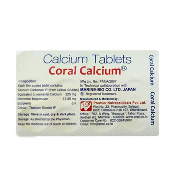 CORAL CALCIUM 225MG - 15TAB