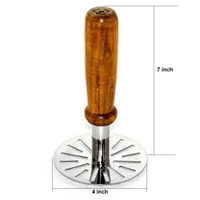 0064 Stainless Steel Potato Masher, Pav Bhaji Masher with wooden handle