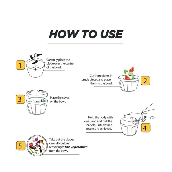 0065 Manual Stainless Steel Compact Extra Sharp Hand Held Vegetable Chopper/Slicer with 5 Blades (750 ml)