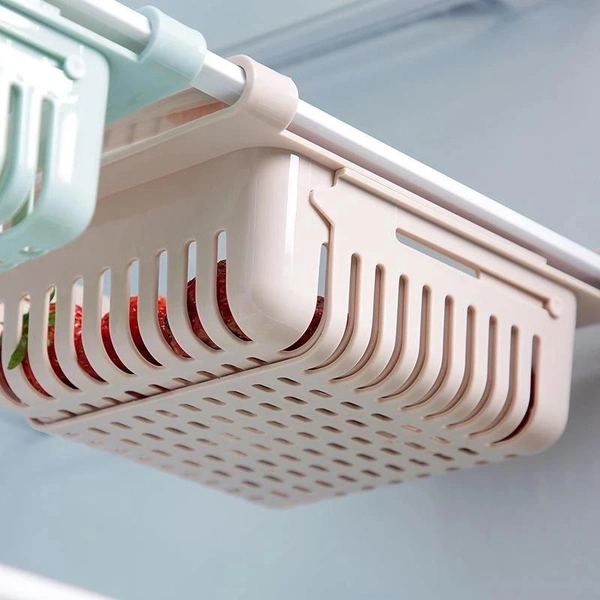 0113 Adjustable Fridge Storage Basket, Fridge Racks Tray Sliding Storage Racks (1Pc)