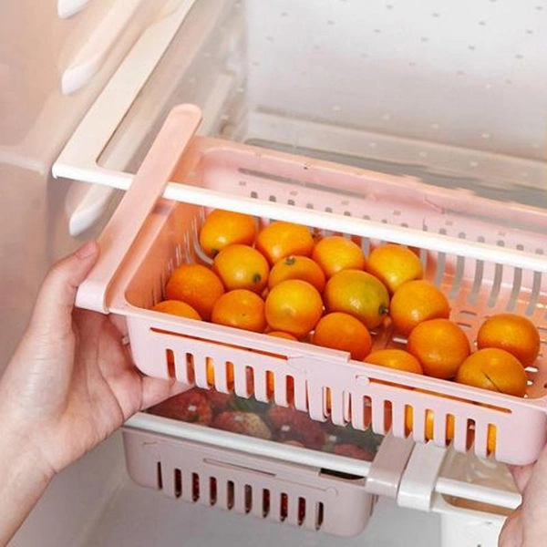 0113 Adjustable Fridge Storage Basket, Fridge Racks Tray Sliding Storage Racks (1Pc)