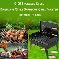0125 Stainless Steel Briefcase Style Barbecue Grill Toaster (Medium, Black)