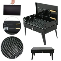 0125 Stainless Steel Briefcase Style Barbecue Grill Toaster (Medium, Black)