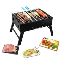 0126 Folding Barbeque Charcoal Grill Oven (Black, Carbon Steel)