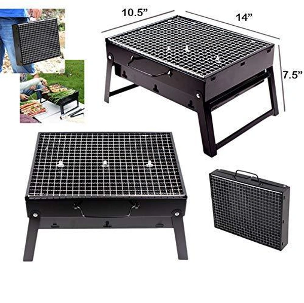 0126 Folding Barbeque Charcoal Grill Oven (Black, Carbon Steel)