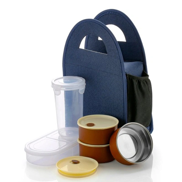 0128 Steel Lunch Box Set (5 pcs, Black)