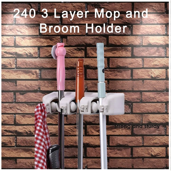 0240 3 Layer Mop and Broom Holder