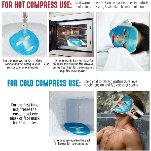0380 Cooling Gel Face Mask with Strap-on Velcro, Medium